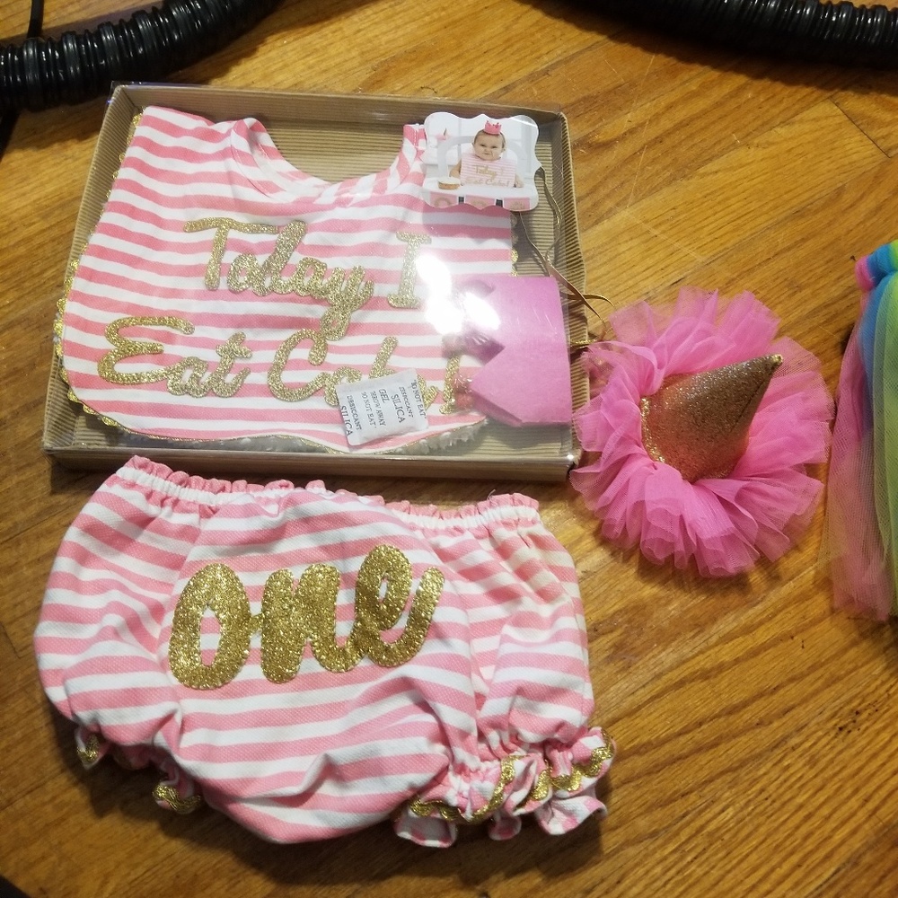 Mudpie girls first birthday bundle pink & gold